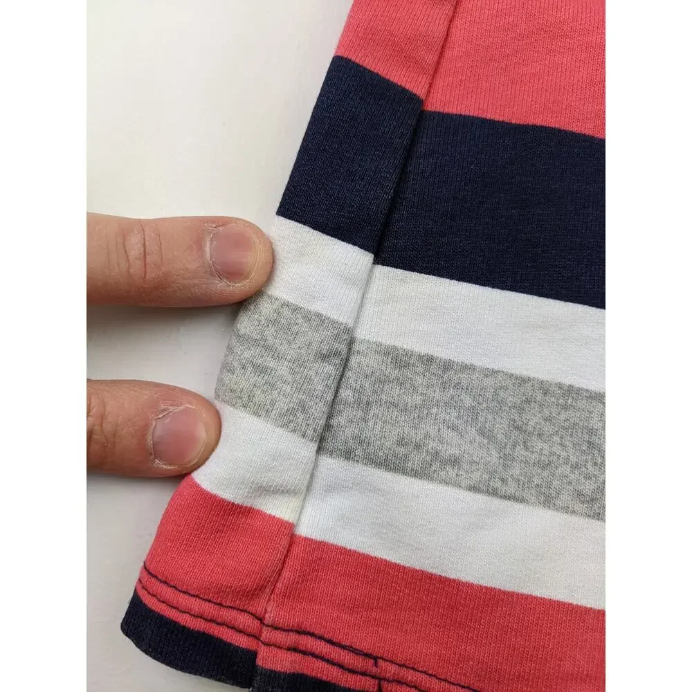 Gymboree Red Navy Gray & White Striped Dress Girls 4